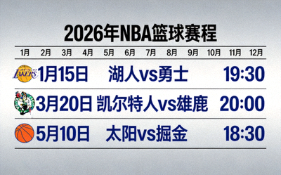 2026年NBA篮球赛程日历展示图片